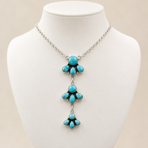 Sterling Silver 20” Seyara Bella Turquoise Lariat Necklace